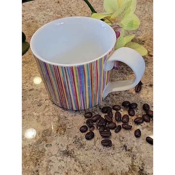 Starbucks 2008 Multi Color Rainbow Stripe 13 oz Ceramic Coffee Mug - Picture 5 of 8